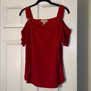 Red off the shoulder blouse